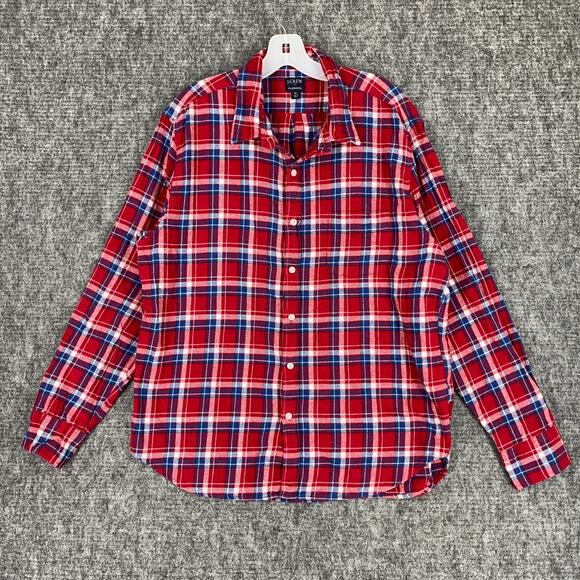 J‎ Crew Shirt Mens Extra Large Red Plaid Classic Fit Flannel Chore Woodsman - Picture 1 of 9